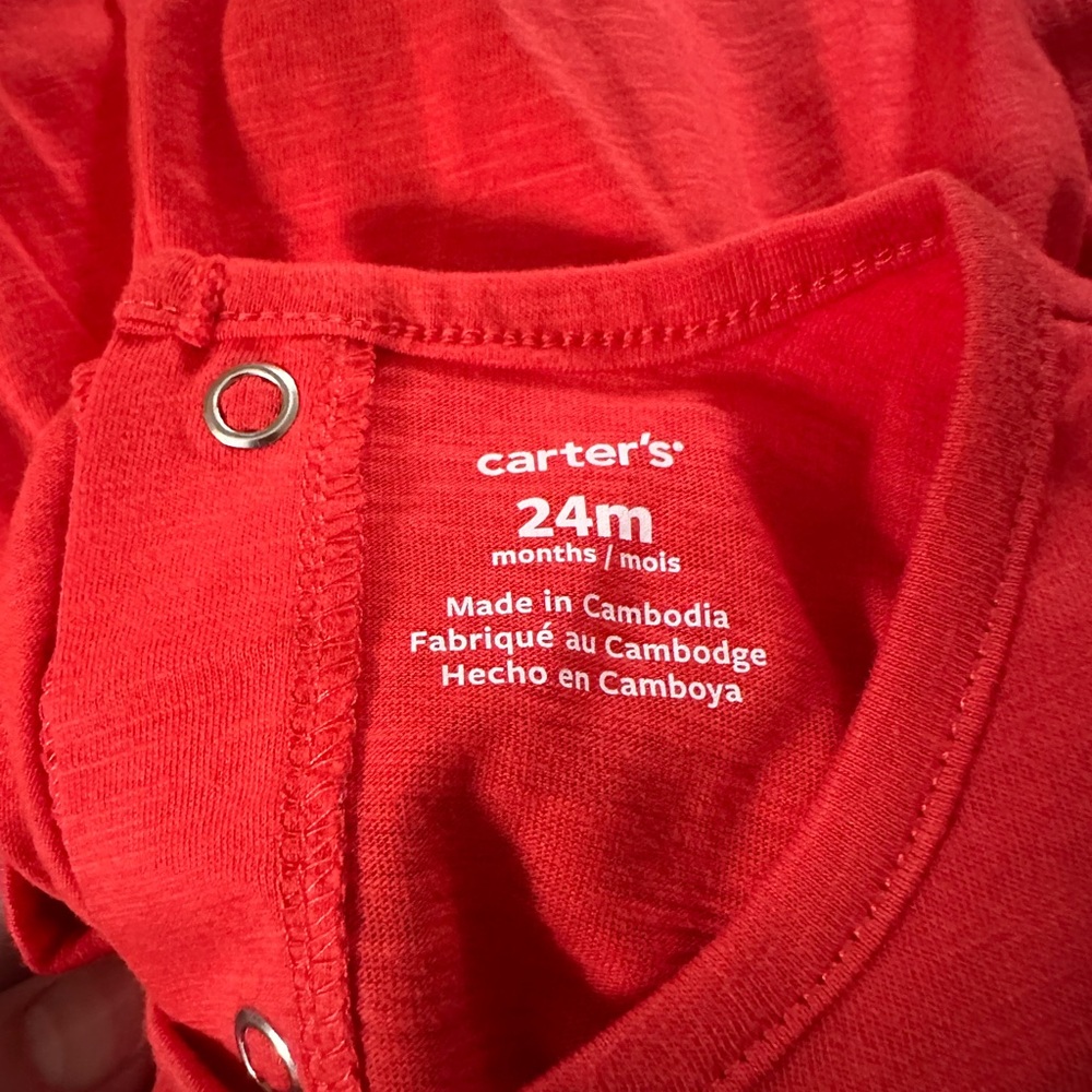 Carter’s Toddler Girls Dress-NWOT-24M Red-100% Cotton, 32-34”, 28-30” 2 Pieces - Picture 4 of 4